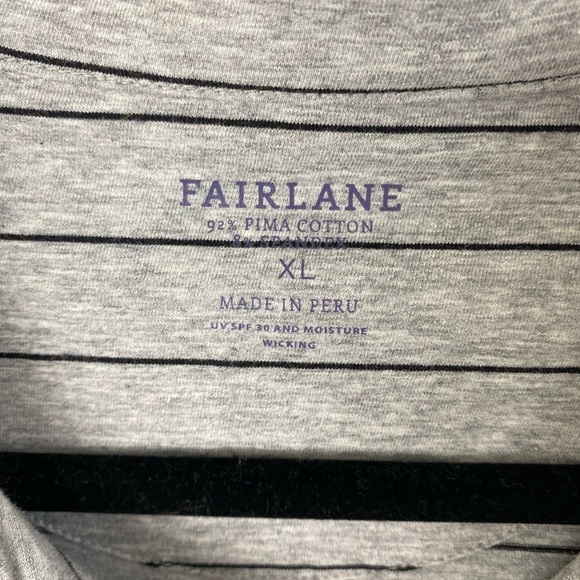 Pima Cotton Spandex FAIRLANE Stretch Short Sleeve Polo Shirt Gray Stipe Men’s XL - Picture 7 of 9